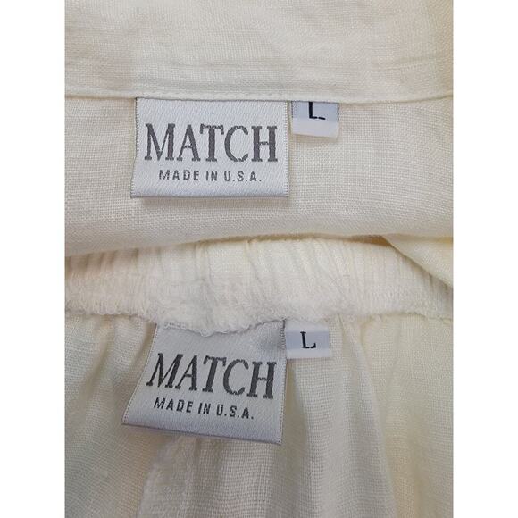 MATCH Brand 100% Linen SET Sz Large Blouse And Pants Ivory Lagenlook Coastal - Picture 12 of 13